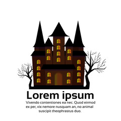 haunted house castle happy halloween celebration concept flat copy space vector illustration