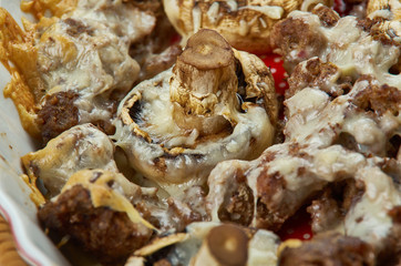 Baked mushrooms with minced meat