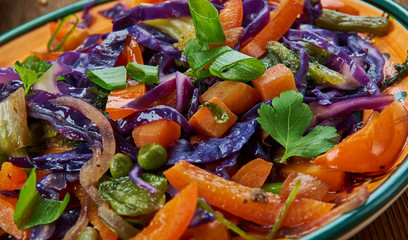  Mongolian veggies stir fry in spicy soy ginger sauce