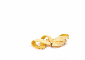 Banana peel isolated on white background close up