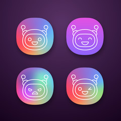Robot emojis app icons set