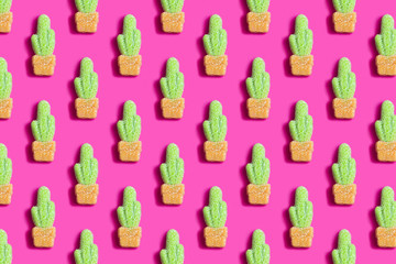 Colorful background with gummy candies in form of cactus