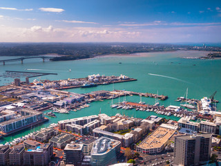 Auckland harbour aerial view