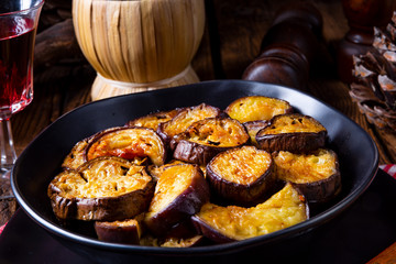 Melitzanes Tiganites - fried aubergines in the Greek style.
