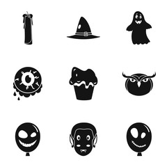Happy halloween icon set. Simple set of 9 happy halloween vector icons for web design on white background
