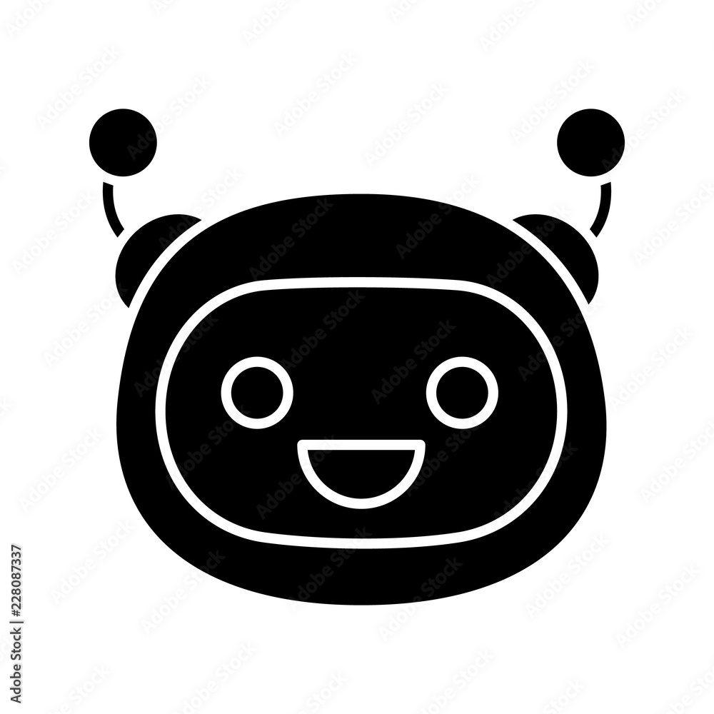 Sticker Laughing robot emoji glyph icon