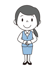 女性　OL　事務員　立ち姿　制服　2色