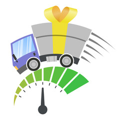 Delivery truck with gift box