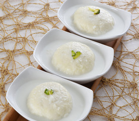 Rasmalai, delicious cottage cheese patty in sweet and thick milk syrup