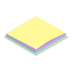 Paper stick icon set. Isometric set of paper stick vector icons for web design isolated on white background