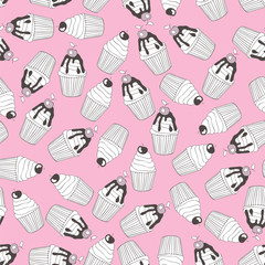 Beautiful yummy cupcake seamless background pattern