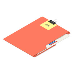 Red office map icon set. Isometric set of red office map vector icons for web design isolated on white background