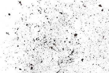 Soil, dirt dust pile isolated on white background, top view