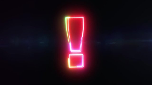 Exclamation sign shaking symbol outline looping on black background in 4k animation