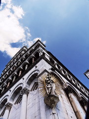Fototapeta na wymiar Detail of the church of San Michele in Foro, Lucca, Italy