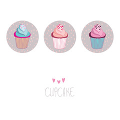 Lovely beautiful yummy cartoon cupcake