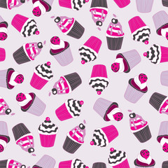 Beautiful yummy cupcake seamless background pattern