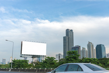 billboard blank on road in city for advertising background