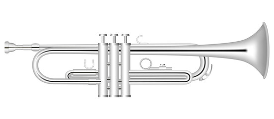 Silver trumpet icon. Realistic illustration of silver trumpet vector icon for web design © anatolir