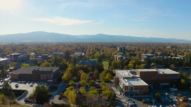 University of Montana Campus - Pan Left - Aerial