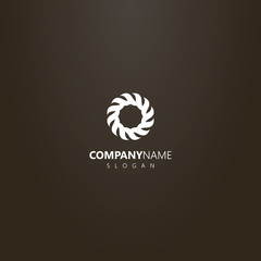 Fototapeta premium white logo on a black background. simple vector round flat art logo of abstract leaf wreath