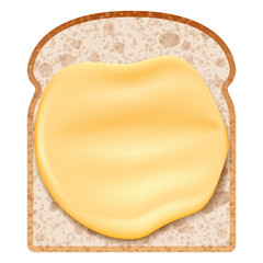 Butter on bread icon. Realistic illustration of butter on bread vector icon for web design