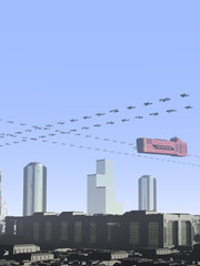 Obraz premium Space Harbor Sky Traffic 3d-Rendering (Daylight)
