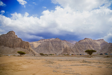 Naklejka na ściany i meble Jebel Jais mountains , Oman, and in Ras al Khaimah, United Arab Emirates