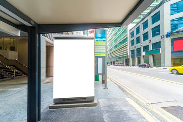 Mock up or Billboard Banner poster for advertisement at Bus station on street