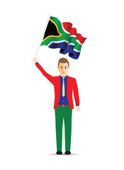 South Africa flag waving man 