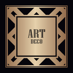 Vintage retro style invitation in Art Deco. Art deco border and frame. Creative template in style of 1920s. Vector illustration. EPS 10