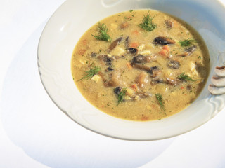 Mushroom Chowder With Croutons And Sour Cream