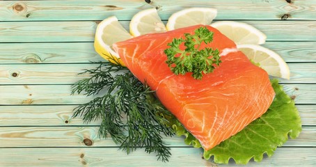 Fresh raw salmon on backgound