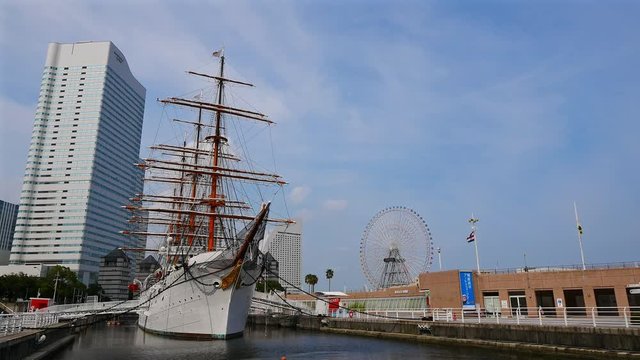 Yokohama - JAPAN, JULY 25, 2018 : Nippon Maru in Yokohama, Japan. Nippon Maru was built in Kobe in 1930