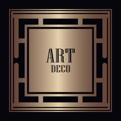 Vintage retro style invitation in Art Deco. Art deco border and frame. Creative template in style of 1920s. Vector illustration. EPS 10