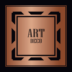 Vintage retro style invitation in Art Deco. Art deco border and frame. Creative template in style of 1920s. Vector illustration. EPS 10