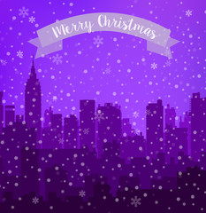 Christmas city flat background