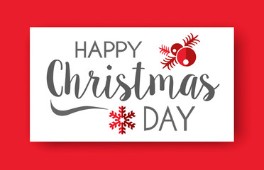 Lettering Christmas Card Holiday Template. Vector business card illustration.