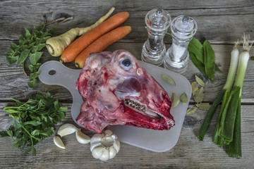 Disturbing image of lamb soup ingredients