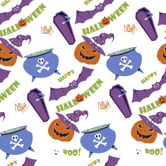 Halloween Vector seamless pattern. Holiday Design elements
