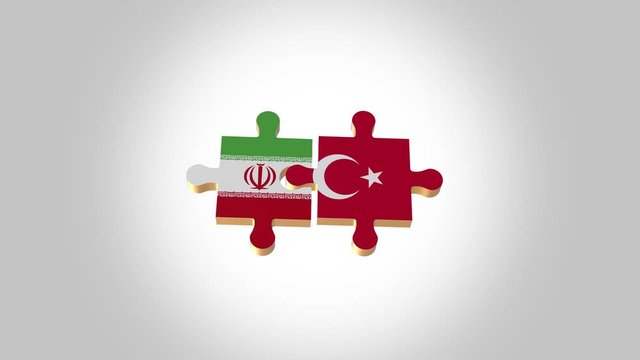 Put the Puzzle to Iran and Turkey Flag for Alpha