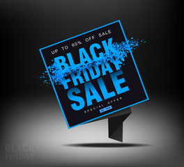 Black Friday sale. Blast wave with flying particles. Shot at prices. Creative template.