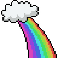 Fototapeta premium vector pixel art cloud rainbow