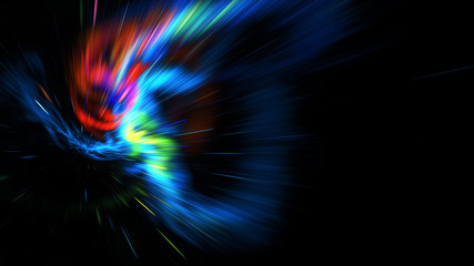 Abstract holiday background with blue and red neon lights. Digital fractal art. 3d rendering.