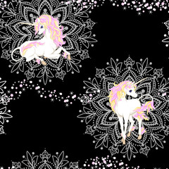 Seamless pattern, background with unicorn