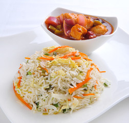 Chicken Manchurian with Vegetable Fried Rice