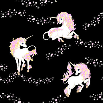 Seamless pattern, background with unicorn