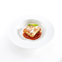 Traditional Homemade Italian Lasagna with Tomato Sauce