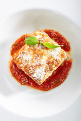 Traditional Homemade Italian Lasagna with Tomato Sauce