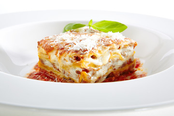 Traditional Homemade Italian Lasagna with Tomato Sauce